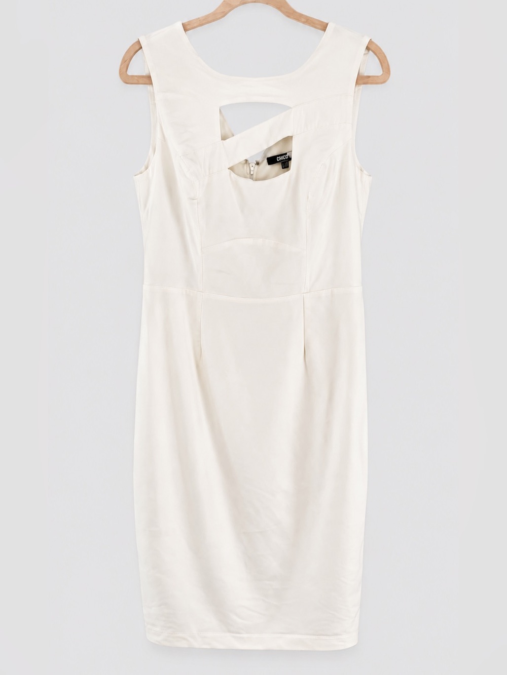 ASOS White Linen Blend Sheath Dress Cutout Neck Size 10